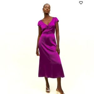 NWT Reformation Scottie Silk Dress in Grape